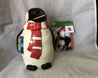 Penguin Cookie Jar and Pom Pom Penguin Kit