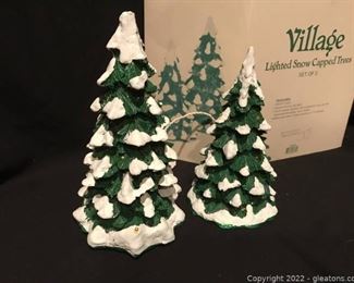 Two Porcelain Lighted Trees