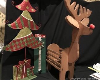 Whimsical Tree Wooden Deer Planter and Wreath Hanger