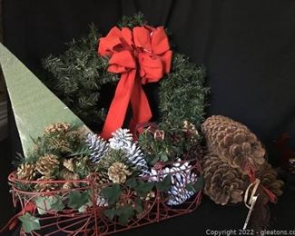 Wreath Wire Basket Full of Cones