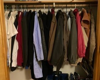 Men's clothing size L, includes leather motorcycle wear