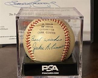 Signed JACKIE ROBINSON Baseball with PSA COA (8.5) with Original Box and Provenance Letter