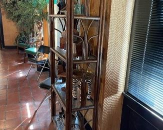 John Wisner for FICKS REED Rattan Curved Top Etagere