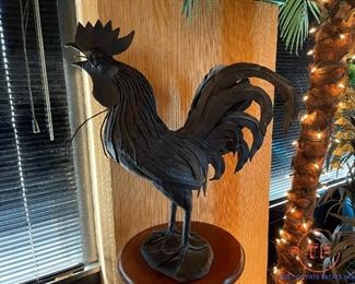 Metal Rooster Sculpture