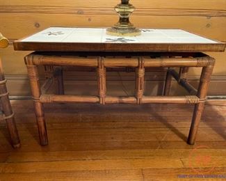 John Wisner for FICKS REED Asian Tile Top Rattan Table