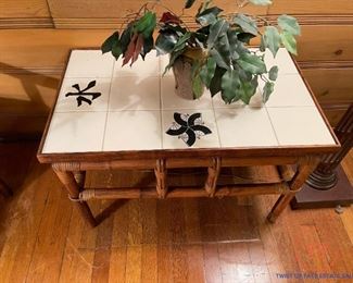 John Wisner for FICKS REED Asian Tile Top Rattan Table