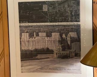 1984 Lithograph Wrappped Reichstag Project for Berlin Signed to "The Baers" by CHRISTO