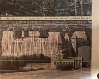 1984 Lithograph Wrappped Reichstag Project for Berlin Signed to "The Baers" by CHRISTO