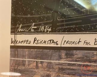 1984 Lithograph Wrappped Reichstag Project for Berlin Signed to "The Baers" by CHRISTO