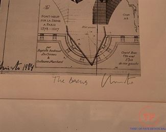 Lithograph The Pont Neuf Wrapped for Paris Signed to "The Baers" by CHRISTO