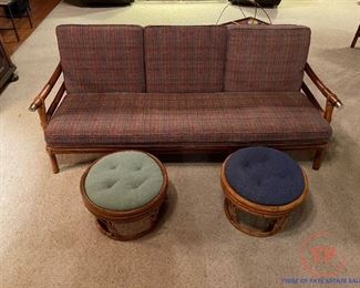 John Wisner for FICKS REED Far Horizons Collection Bamboo Rattan Sofa