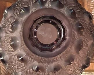 1912 Signed R LALIQUE Fougères Fern Motif Mauve Glass Vase
