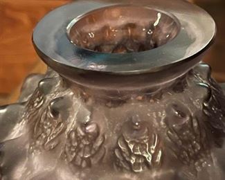 1912 Signed R LALIQUE Fougères Fern Motif Mauve Glass Vase