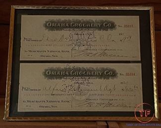 1920’s Omaha Grocery Co Checks