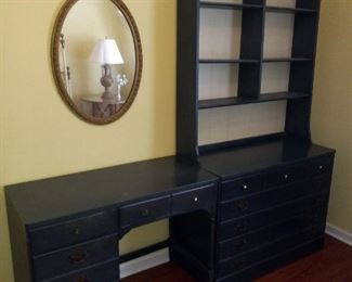 Wooden desk  $35                                                                                     Wooden dresser and shelves  $50                                                Mirror $15