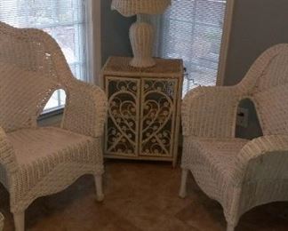 Wicker chairs $50 each                                                                            Wicker chest $25                                                                                          Wicker lamp  $25