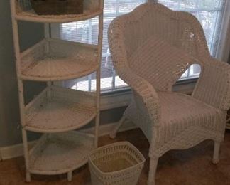 Wicker corner shelves  $30                                                                  Waste paper basket $5