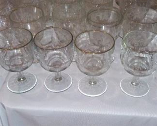 Bartlett Collins Clear Goblets Etched Thumbprint Glasses            $4 each