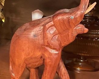 MCM Hand carved wood elephant 