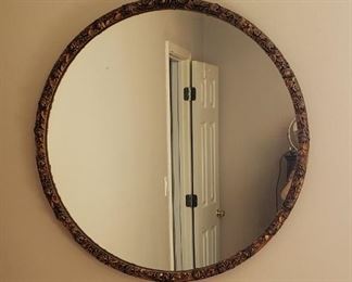 Large round gold leaf mirror