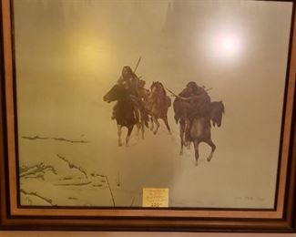 Indian and horse framed print