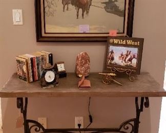 Iron base Farmhouse table, Western Decor