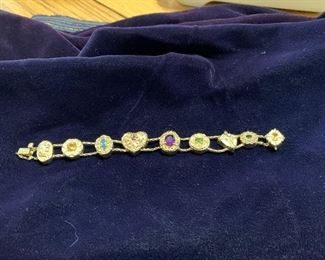 14K gold slide bracelet with genuine stones