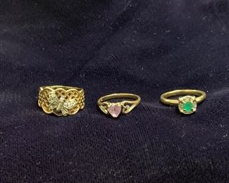 14K gold rings with gemstones