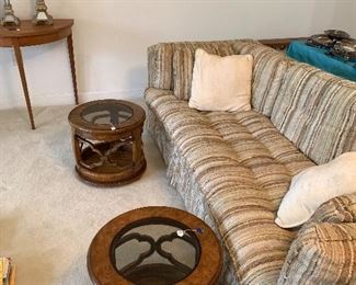 Couch and round tables