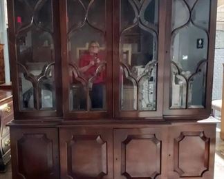 Beautiful 4 Door China Cabinet with Beveled Glass Inserts