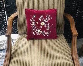 Bergere Style Velvet Striped Armchair by Fairfield