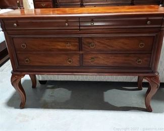 Elegant 6 Drawer Sideboard with Banded Inlay Top
