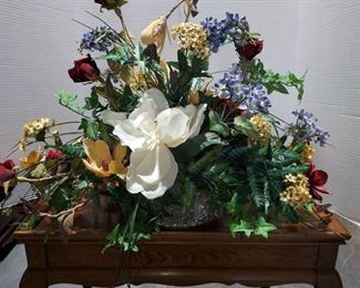 Georgia Faux Floral Arrangement in Clear Round Planter