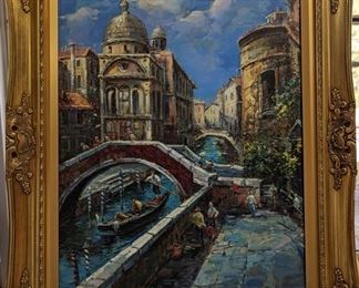 Nicely Framed Signed Original Oil Painting of Venice