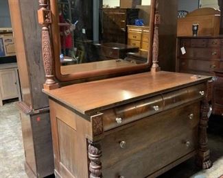 Ornately Carved Antique Dresser with Mirror