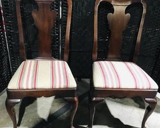 Queen Anne Style Cherry Wood Cushion Top Dining Chairs