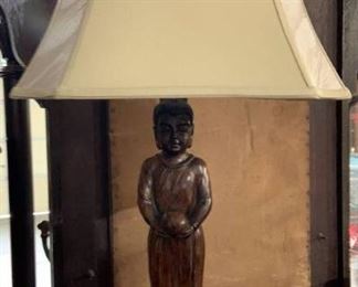 Thai Carved Wooden Statue Table Lamp
