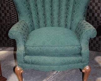 Vintage Rolled Arm Wingback Chair