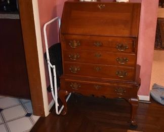 Beautiful Drop Front Secretary Writing Desk with pull out desk, letter files, and drawers also rare Tureen and Pitcher R.P. Gentry Bairds Mill, TN