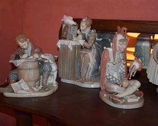 Beautiful, Unique and Very Rare is this Collection of limited edition LLADRO, Norman Rockwell Figurines. Each depicts a scene from the Saturday Evening Post. LLADRO obtained permission to do a limited edition of 5,000 ( the 5,000 were never completed). That makes the piece even more limited. 
What makes this set so very rare is that each piece is numbered with series #63 of 5,000! Making it rarer is that the complete set is here, in perfect condition, waiting for the ultimate collector. What makes it even rarer yet is that many of these pieces are signed by the LLADRO Artist. 
We are selling this set as a complete collection. The most sought after of LLADRO COLLECTIONS, Complete, Beautiful, Perfect, Rare, a Once in a Lifetime Opportunity to own this magnificent set! Waiting for you! Waiting for your offer! For more information, and/or to place an offer please phone (615) 364-3726.
 Estimated range of $5k - $10K. 
