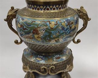  LARGE 20TH CENTURY CHINESE CHAMPLAVE' INCENSE BURNER