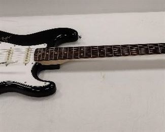  FENDER SQUIRE BULLET STRAT ELECTRIC GUITAR. SIGNED 'TO DREW PAUL RODGERS