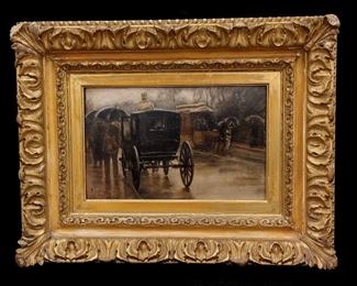 F.A. VROOM DUTCH OIL ON PANEL AFTER CHILDE HASSAM