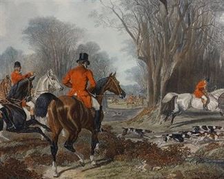SET OF FOUR NATIONAL SPORTS FOX HUNTING ENGRAVINGS - 19TH CENTURY BRITISH