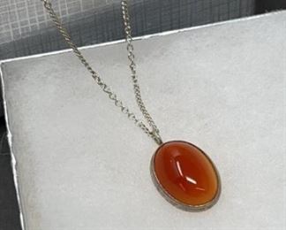 Baltic Amber Pendant on Sterling Silver 16” Chain