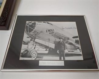 Autographed photo of Colonel Paul Tibbets in front of the Enola Gay