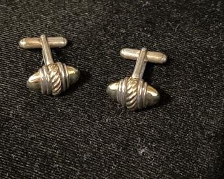 Signed David Yurman Cufflinks Marked 14K Gold and Sterling Silver