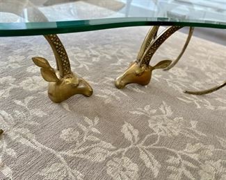 Brass Ibex ram's head coffee table