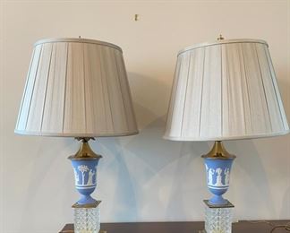 Pair Jasperware lamps   30 3/4"h