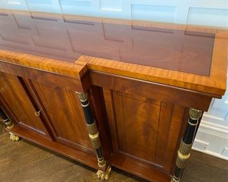 Baker neo-classical banded mahogany ebonized & gilt wood sideboard  $1500.00                                                       36"h x 72"w x 17.5"d